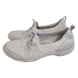 Skechers Slip On Comfort Shoes Memory Foam Floral‎ Gray Women's Size 8.5
